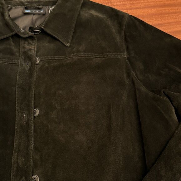 (R)elativity Jacket Suede Women Sz XL Black Leather Button Blazer Lightweight - Picture 3 of 9